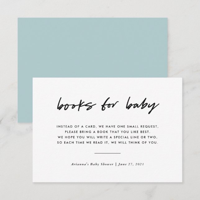 Modern minimal infogning av begäran om Bok | Blå Inbjudningar (Fram/baksida)