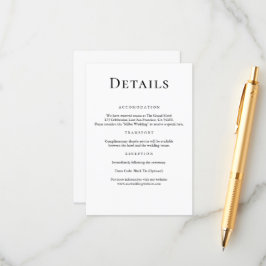 Modern minimal information om svart och vitt Bröll Tilläggskort