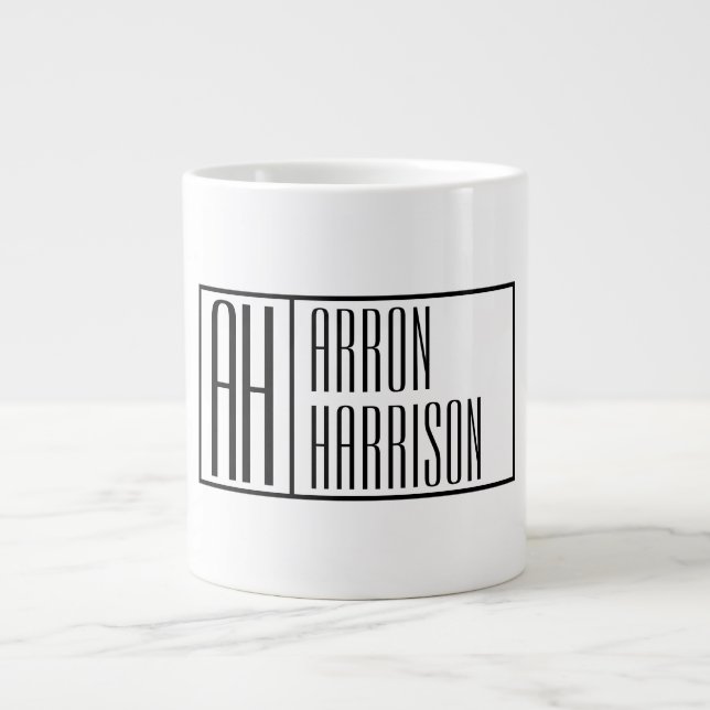 Modern minimal Initialer & Namn-Logotyp Jumbo Mugg (Framsidan)
