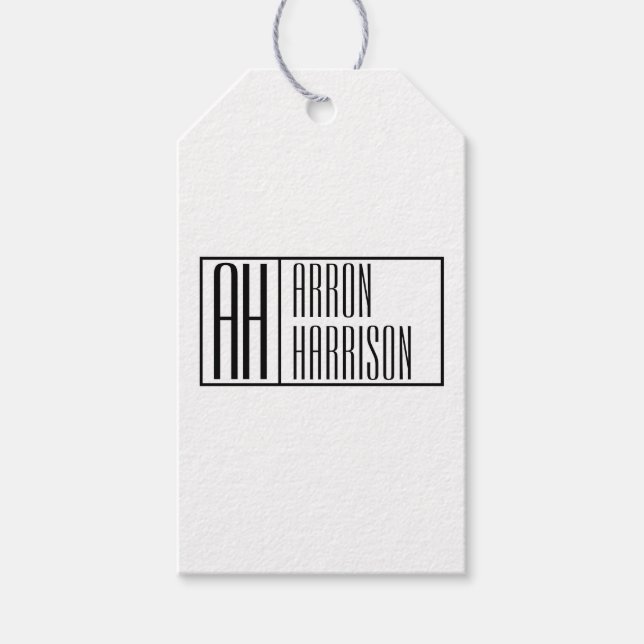 Modern minimal Initialer & Namn-Logotyp Presentetikett (Framsidan)