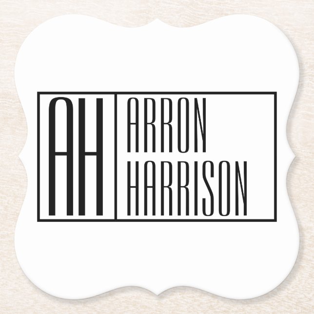 Modern minimal Initialer & Namn-Logotyp Underlägg Papper (Framsida)