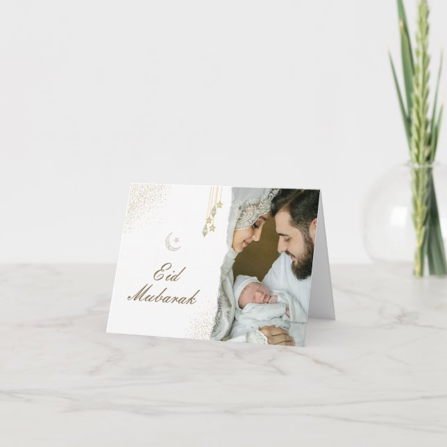 Modern Minimal Islamic Eid Mubarak Photo Anteckningskort (Framsida)