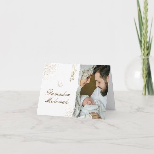 Modern Minimal Islamic Ramadan Mubarak Photo Anteckningskort (Framsida)