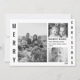 Modern minimal jul, 3 fotosvart och vit julkort