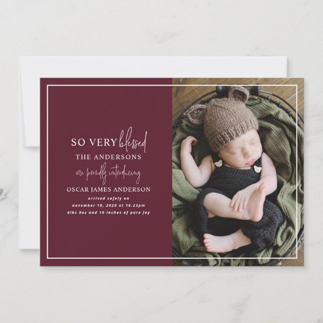 Modern minimal jul fotofödelseannonsering (Framsida)