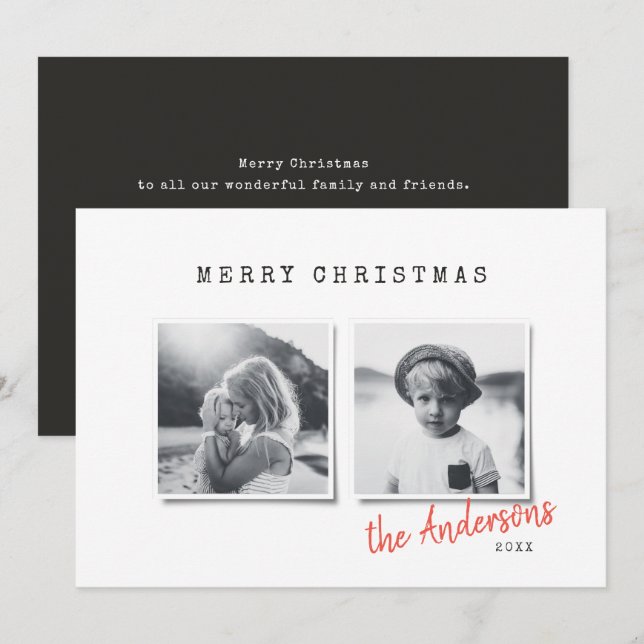 Modern minimal jul - multifoto julkort (Fram/baksida)