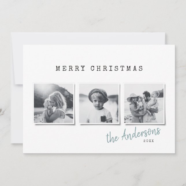 Modern minimal jul - multifoto julkort (Framsida)
