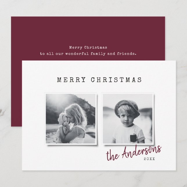 Modern minimal jul - multifoto julkort (Fram/baksida)