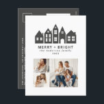 Modern minimal jul Nordiska hus 3 fotohål Helg Vykort<br><div class="desc">Modern minimal japansk jul Norden-snyggt enkel utformning av 3-fotot-grått-helgdag</div>
