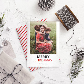 Modern minimal julfamiljs foto julkort