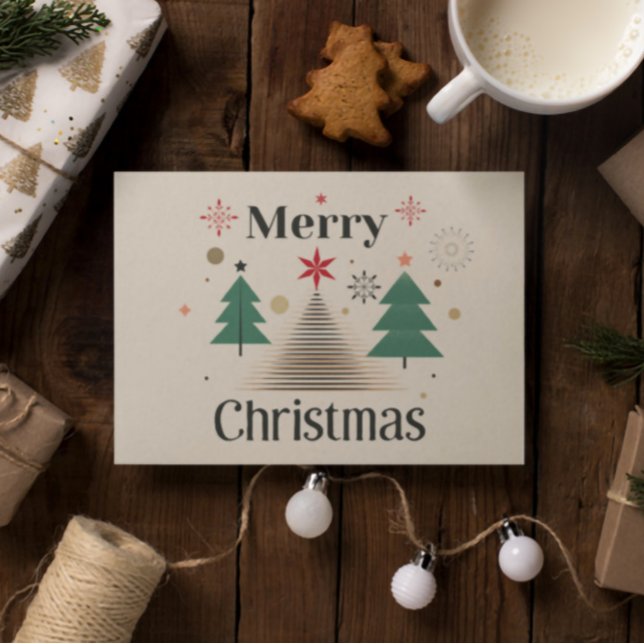 Modern Minimal Julgran Semesterkort Vykort (Skapare uppladdad)