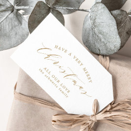 Modern minimal julhelg i Guld-familjen Presentetikett