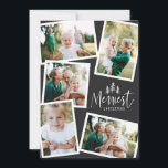 Modern minimal julklapp med multifoto julkort<br><div class="desc">Modern,  minsta julklapp för rustik snyggt 5-fotokort för helgdag. Med modern hand plockade och träd.</div>