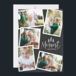 Modern minimal julklapp med multifoto julkort<br><div class="desc">Modern,  minsta julklapp för rustik snyggt 5-fotokort för helgdag. Med modern hand plockade och träd.</div>