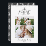 Modern minimal julklapp med multifoto julkort<br><div class="desc">Modern minsta julklapp för rustik snyggt med multifotokort för helgdag. Med modern hand plockade och träd. Backer färg kan anpassas.</div>