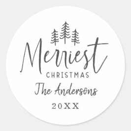 Modern minimal jultypografi runt klistermärke