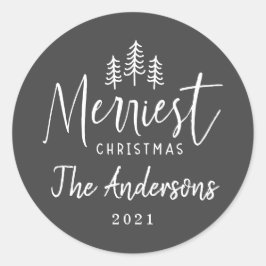 Modern minimal jultypografi runt klistermärke