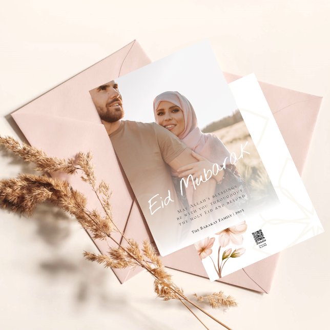 Modern minimal kallgrafi Eid Mubarak Photo Julkort (Skapare uppladdad)