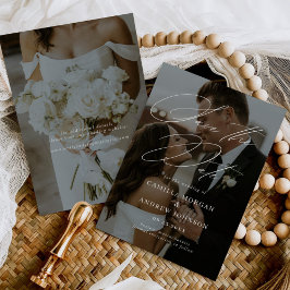 Modern minimal kallgrafi - Spara datum Inbjudningar