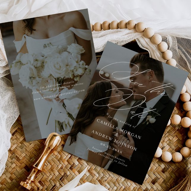 Modern minimal kallgrafi - Spara datum Inbjudningar (Skapare uppladdad)