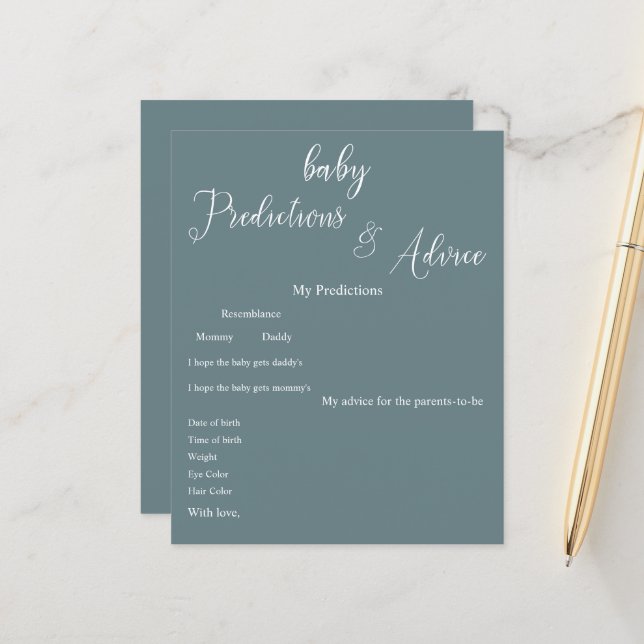 Modern Minimal kalligrafi Baby Shower Spel Flyer (Fram/Back In Situ)
