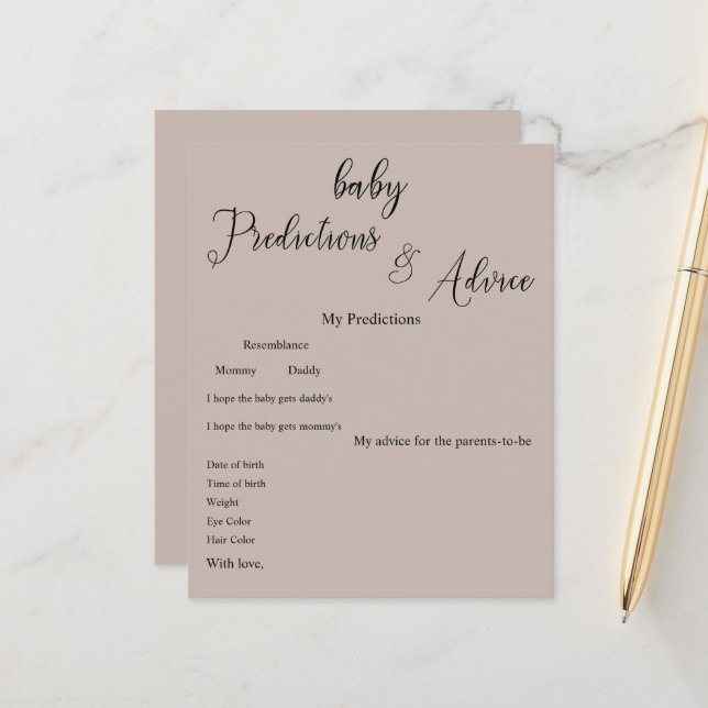 Modern Minimal kalligrafi Baby Shower Spel Flyer (Fram/Back In Situ)