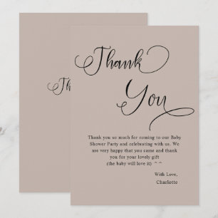 Modern Minimal Kalligrafi Babypojke Babyshower Tack Kort