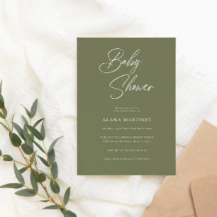 Modern minimal kalligrafi   Babyskor Inbjudningar