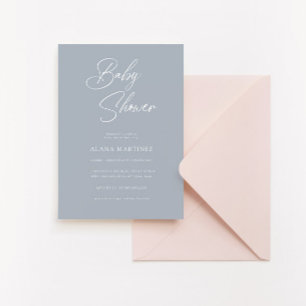 Modern minimal kalligrafi   Babyskor Inbjudningar