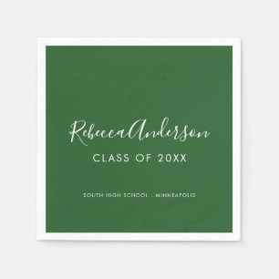 Modern minimal kalligrafi Mörk grönt Studenten Pappersservett