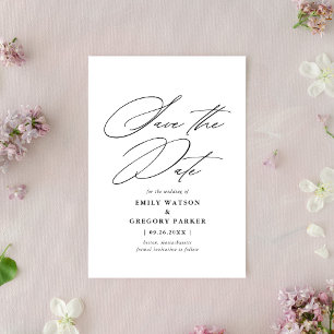 Modern minimal kalligrafi, svart Bröllop Spara Datumet