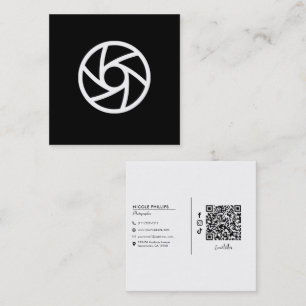 Modern Minimal Kamera Bländare Fotograf Fyrkantigt Visitkort
