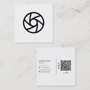 Modern Minimal Kamera Bländare Fotograf  Fyrkantigt Visitkort