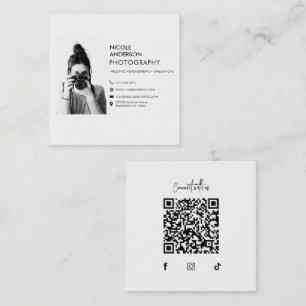 Modern Minimal Kamera Fotograf Bild Logotyp Fyrkantigt Visitkort