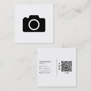 Modern Minimal Kamera Fotograf  Fyrkantigt Visitkort