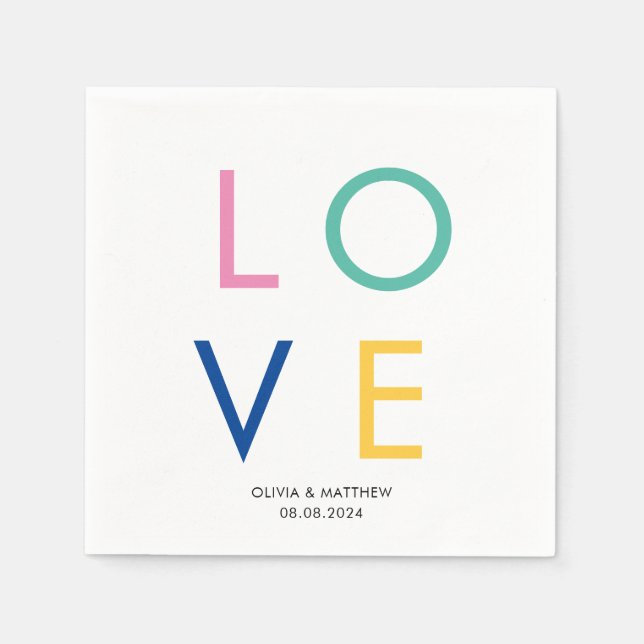 Modern minimal KÄRLEK bröllop Pappersservett (Framsidan)
