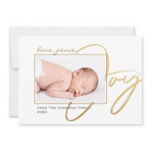 Modern Minimal Kärlek Peace Joy Baby Photo Family