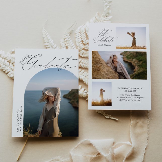 Modern minimal klassisk Arch Photo Studenten Inbjudningar (Skapare uppladdad)