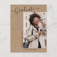 Modern Minimal Kraft 1 Foto Grad Invitation