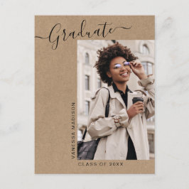 Modern Minimal Kraft 1 Foto Grad Invitation Vykort