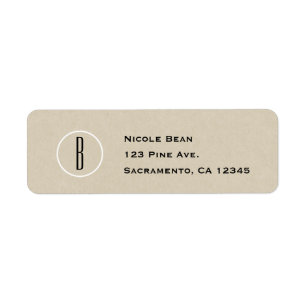 Modern Minimal Kraft Rustik Chic Monogram Bröllop Returadress Etikett