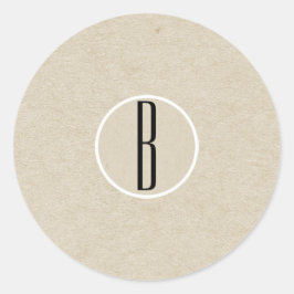 Modern Minimal Kraft Rustik Monogram Bröllopsgåva Runt Klistermärke