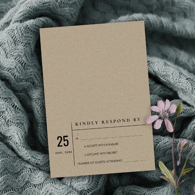 MODERN MINIMAL KRAFT TYPOGRAPHY BRÖLLOP OSA INBJUDNINGAR (Skapare uppladdad)
