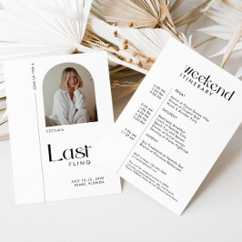Modern minimal "Last Fling" Bachelorette Photo Inbjudningar