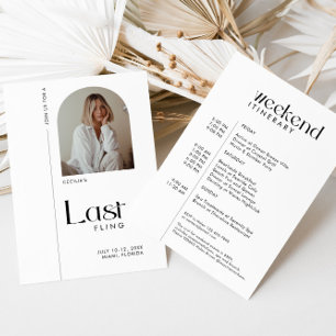 Modern minimal "Last Fling" Bachelorette Photo Inbjudningar