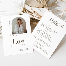 Modern minimal "Last Fling" Bachelorette Photo Inbjudningar