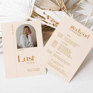 Modern minimal "Last Fling" Bachelorette Photo Inbjudningar