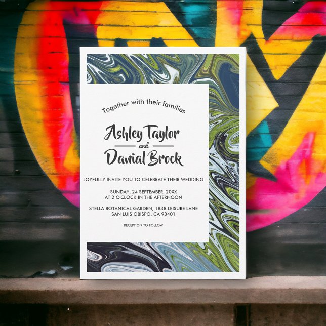 Modern Minimal liggande Abstrakt Konstnärligt Bröl Inbjudningar (Skapare uppladdad)