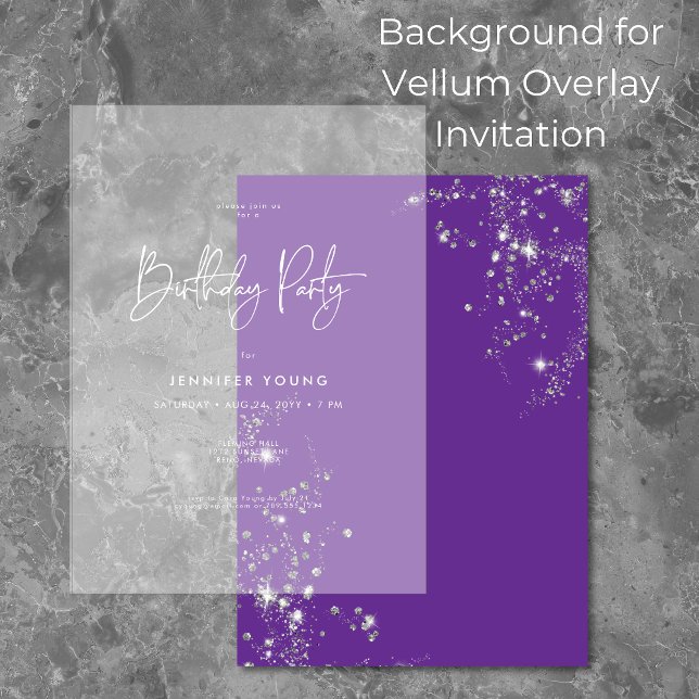 Modern minimal Lila Diamonds födelsedag - bakgrund Inbjudningar (Skapare uppladdad)