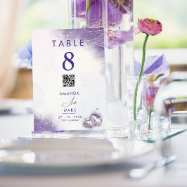 Modern Minimal Lila Lilac Bröllop Bordsnummer